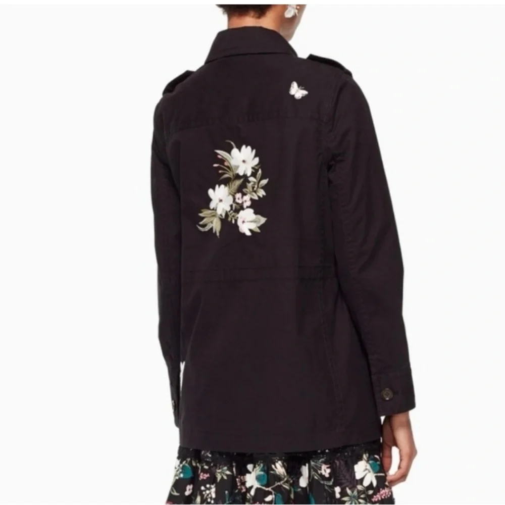 Kate Spade New York Floral Embroidered Military Jacket I3
